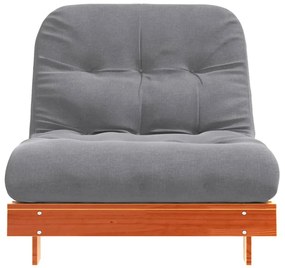 viaszbarna tömör fenyőfa futon kanapéágy matraccal 80x206x11 cm