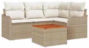 vidaXL Kerti Kanapé Szett tárolóval 5 pcs Beige és krém polirattan