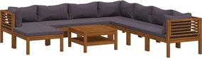 vidaXL 9 részes tömör akácfa kerti ülőgarnitúra párnával