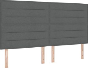vidaXL Boxrugós ágy matracmal leddel Sötétszürke 180 x 200 cm szövet