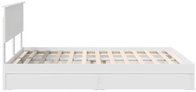 vidaXL Ágykeret fiókkal fejtámlával Fehér 150 x 200 cm Faanyag