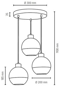 Spot-Light 1860374R - LINEA 3xE27/60W/230V függeszték kábellel
