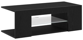 TV Szekrény LED Fényekkel, Fekete, Tömörfa, 90x39x30 cm