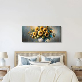 Kép – Napraforgós váza (120x50 cm)