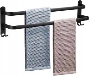 Fürdőszobai Törölközőtartó alumínium akasztóval 60 cm Fekete Matt
