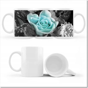 Nyomott mintás bögre Türkiz rózsa