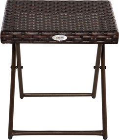 Outsunny Összecsukható Rattantabletta - Kávézóasztal, Kanapéasztal, Tálca, Erkélyasztal, Kerti Asztal, Kanapé Asztal, Teás Asztal - Kerti Bútor Rattan