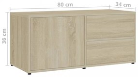 sonoma tölgy színű szerelt fa TV-szekrény 80 x 34 x 36 cm