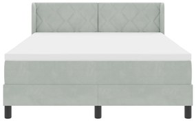 Boxspringágy Matrac Közepes Szürke 140x200 cm Bársony
