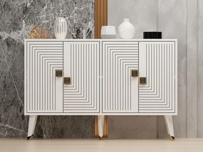 Ahart komód, fehér-arany, 120 cm