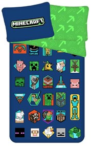 Minecraft Badges pamut ágyneműhuzat, 140 x 200 cm, 70 x 90 cm