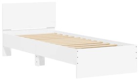 fehér szerelt fa ágykeret fejtámlával 90 x 200 cm