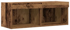 TV Fali Szekrény LED Világítással 2 db Régi Fa 80x30x30 cm
