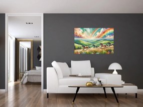 Kép – Vágtázó lovak a tájban (90x60 cm)