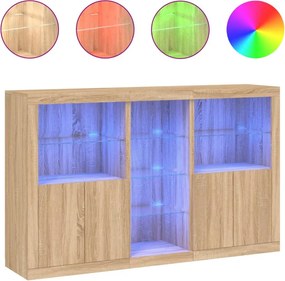 vidaXL sonoma tölgy színű tálalószekrény LED-ekkel 162 x 37 x 100 cm