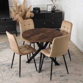 Étkezőasztal 90 cm méretben, rusztikus tölgy/fekete színben LAUREN