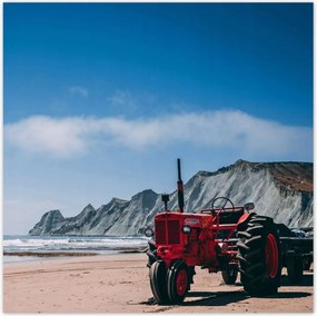 Poszterek 100x100 Traktor a tengerparton Tengerpart
