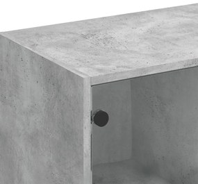 betonszürke szerelt fa könyvespolc ajtókkal 136 x 37 x 109 cm