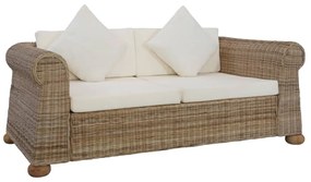 2 személyes természetes rattan kanapé párnákkal