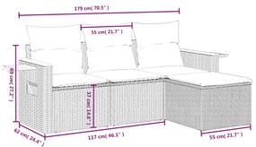 4 részes szürke polyrattan kerti ülőgarnitúra párnákkal