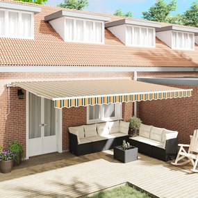 automatikus behúzható napellenző zöld és sárga 500x350 cm