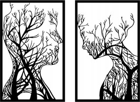 Fém faldekoráció Emberi profilok fákban 86x63 cm fekete