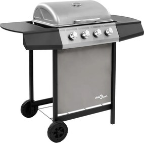 vidaXL fekete és ezüst gáz grillsütő 4 égővel