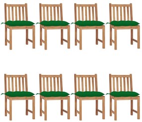 vidaXL 8 db tömör tíkfa kerti szék párnával