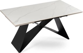Kihúzható kerámia étkezőasztal 160–240 cm méretben, fehér márvány/fekete színben VICTOR