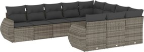 vidaXL 10 részes szürke polyrattan kerti ülőgarnitúra párnákkal
