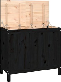vidaXL fekete tömör fenyőfa szennyestartó láda 88,5 x 44 x 76 cm