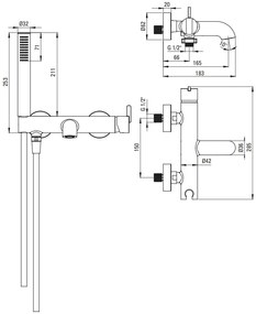 Deante Silia, falra szerelhető kádcsaptelep kézizuhany készlettel, arany matt, DEA-BQS_R11M