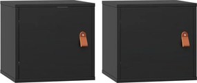 vidaXL 2 db fekete tömör fenyőfa faliszekrény 31,5 x 30 x 30 cm