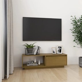 mézbarna tömör fenyőfa TV-szekrény 110 x 30 x 33,5 cm