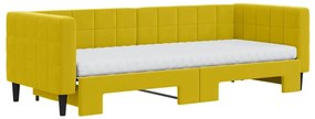 sárga kihúzható bársony heverő matraccal 80 x 200 cm