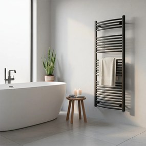 Íves törölközőszárító radiátor 1400x600 mm fekete