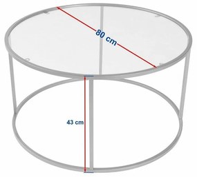 Aurum Black dohányzóasztal sötét üveggel, 80 cm