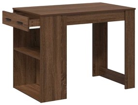 íróasztal fiókkal polccal barna tölgy 102x62x77,5 cm gépelt fa