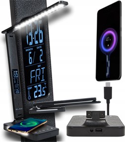 Asztali Lámpa Éjszakai Rajz Óra Ébresztőóra Indukciós Töltő Qi 10W