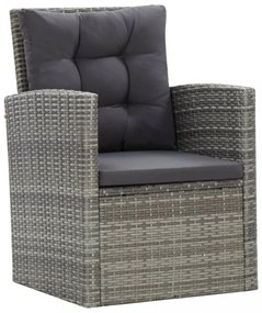 5 részes szürke kültéri polyrattan étkezőgarnitúra párnákkal