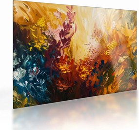 Üveg kép - Absztrakt festmény a virágokról (70x50 cm)