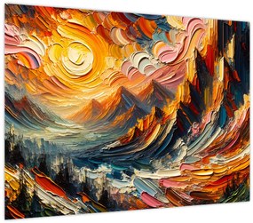Üveg kép - Hegyek, melyeket napfény ölel (70x50 cm)