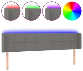 sötétszürke szövet LED-es fejtámla 163 x 16 x 78/88 cm