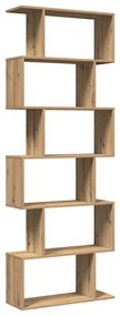 6 szintes kézműves tölgy fa elválasztó könyvespolc 70x24x193 cm