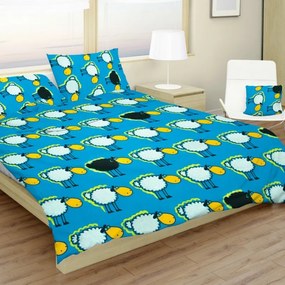 Kék bárány gyerek pamut ágyneműhuzat TiaHome - 1x Párna 90x70cm, 1x Paplan 140x200cm