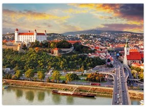 Kép - panoráma, Pozsony, Szlovákia (üvegen) (70x50 cm)