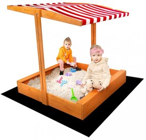 Fa homokozó árnyékoló tetővel Baby Mix 120x120 cm piros-fehér