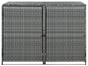 antracit polyrattan dupla tároló gurulós kukához 148x77x111 cm