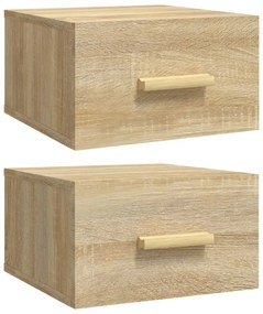 2 db sonoma tölgy falra szerelhető éjjeliszekrény 35x35x20 cm