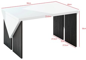 Dohányzóasztal Tarni (világosszürke + fényes fehér). 1055246